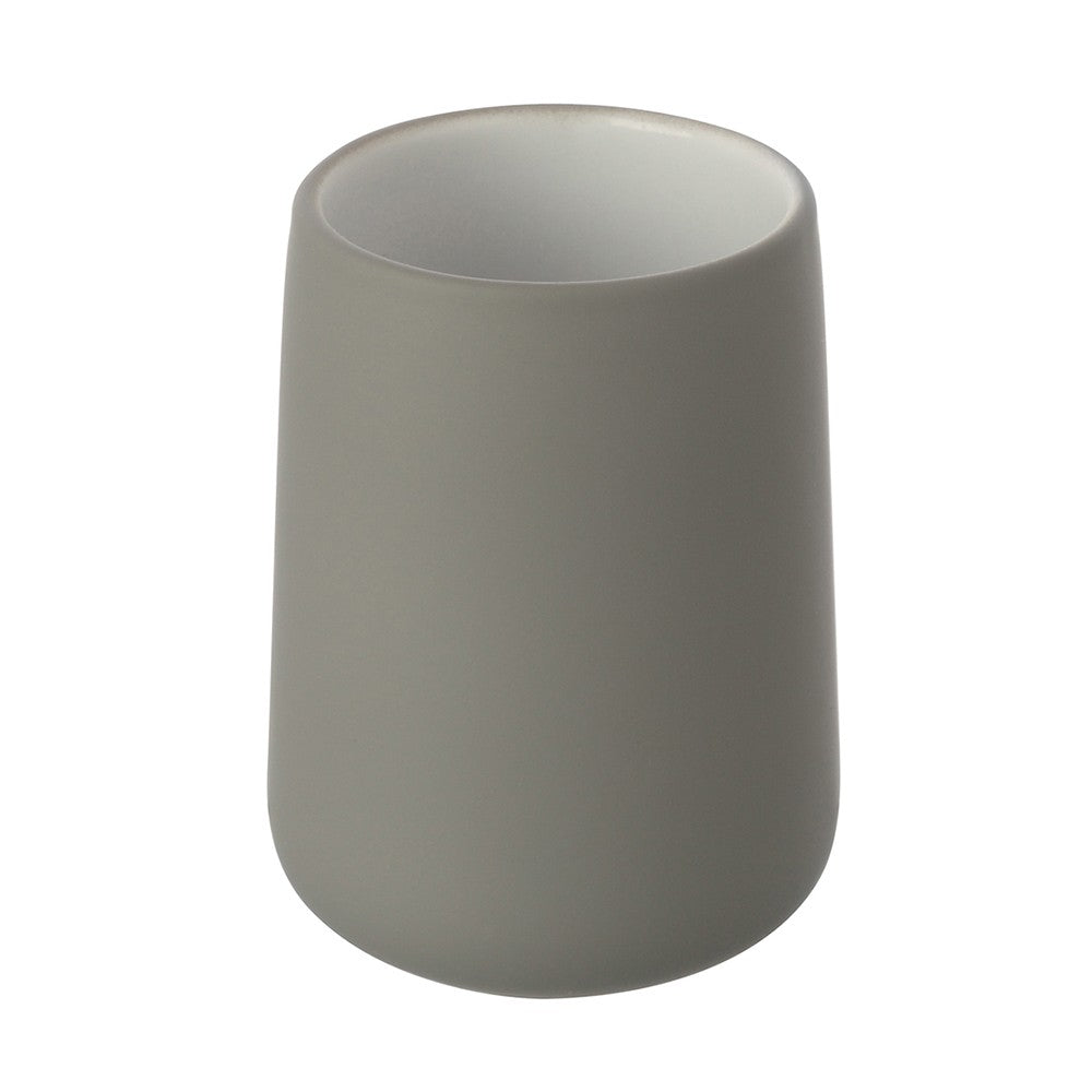 Bicchiere porta spazzolini da appoggio in ceramica grigia Sidney