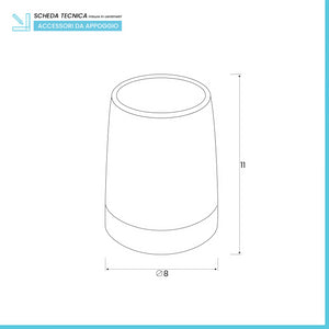 Portaspazzolino in Ceramica Effetto Cromato da Appoggio Krom