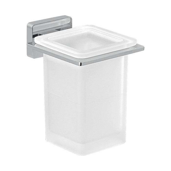 Portaspazzolino a muro Gedy in vetro satinato e acciaio cromato | Atena