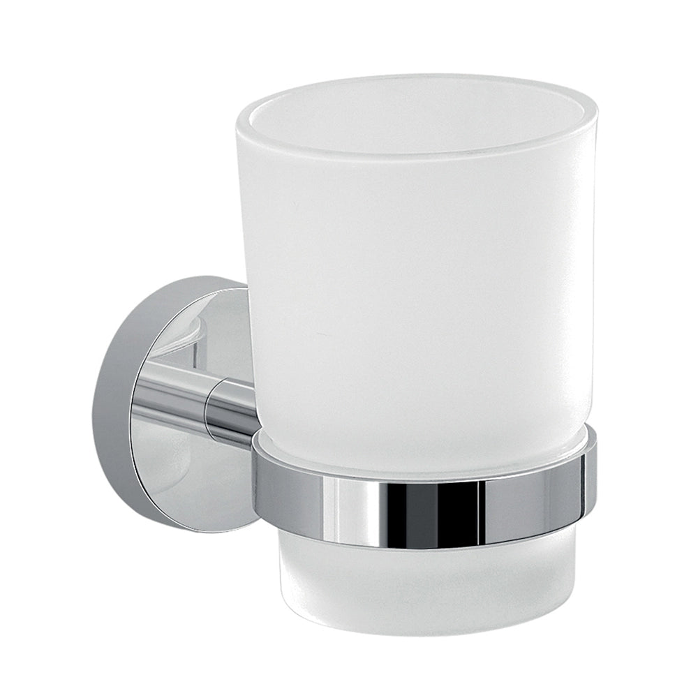 Portaspazzolino a muro Gedy in vetro satinato e acciaio cromato | Eros