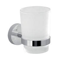 Portaspazzolino a muro Gedy in vetro satinato e acciaio cromato | Eros