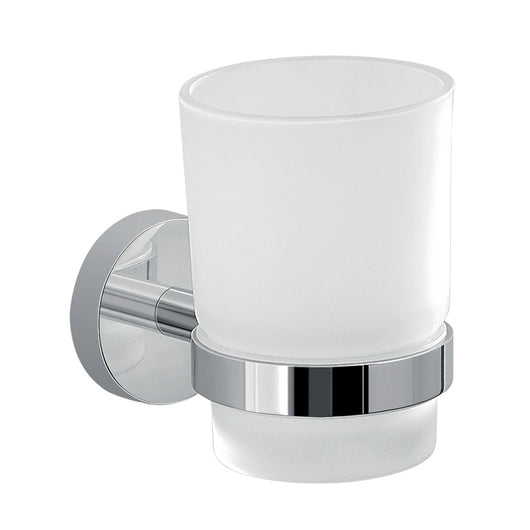 Portaspazzolino a muro Gedy in vetro satinato e acciaio cromato | Eros