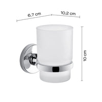 Portaspazzolino a muro Gedy in vetro satinato e acciaio cromato | Felce