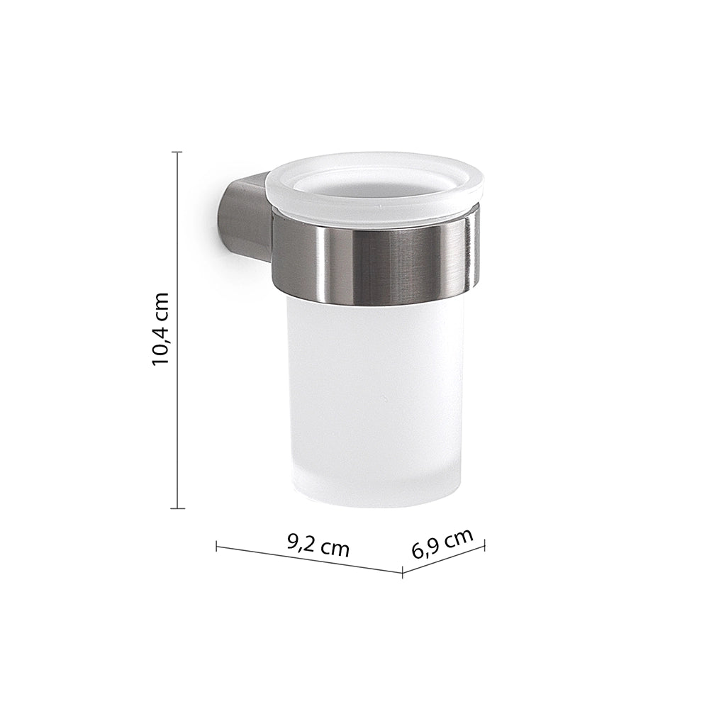 Portaspazzolino a muro Gedy in vetro satinato e ottone spazzolato | Pirenei