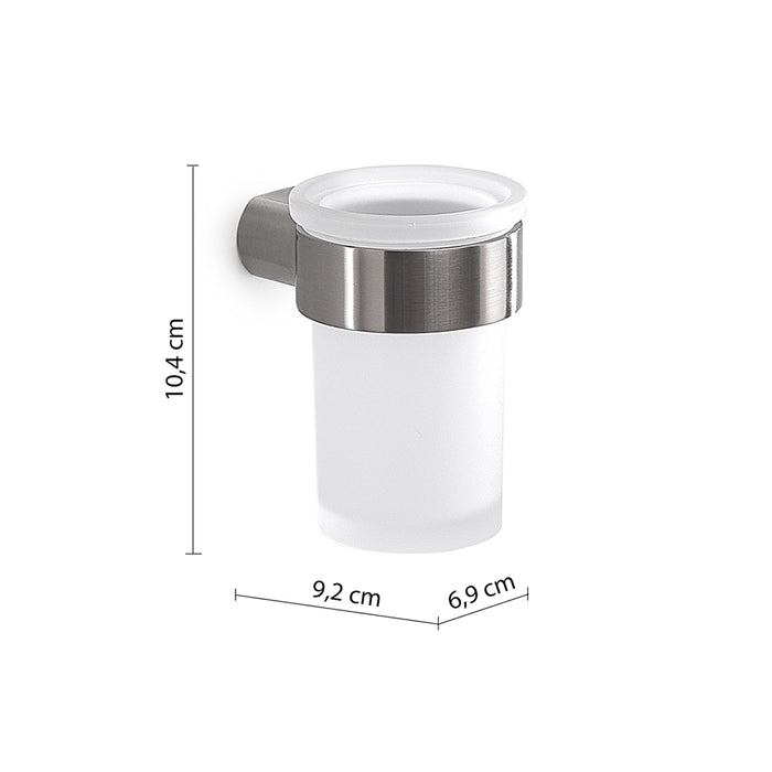 Portaspazzolino a muro Gedy in vetro satinato e ottone spazzolato | Pirenei