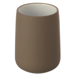 Bicchiere portaspazzolini da appoggio Sidney in ceramica tortora