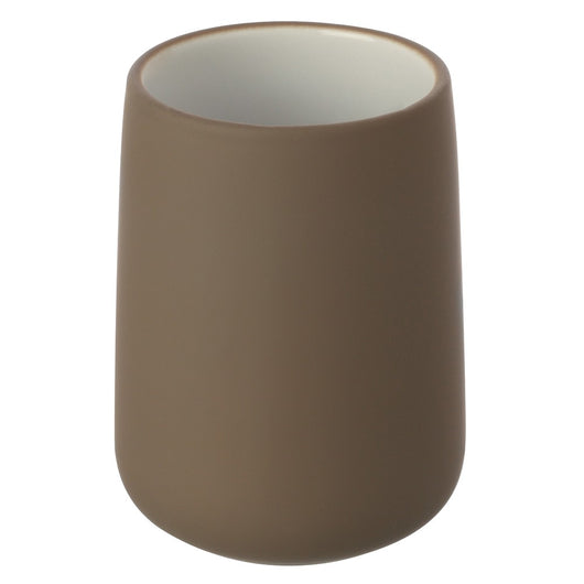 Bicchiere portaspazzolini da appoggio Sidney in ceramica tortora