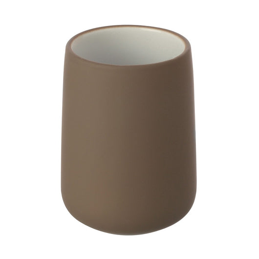 Bicchiere portaspazzolini da appoggio Sidney in ceramica tortora
