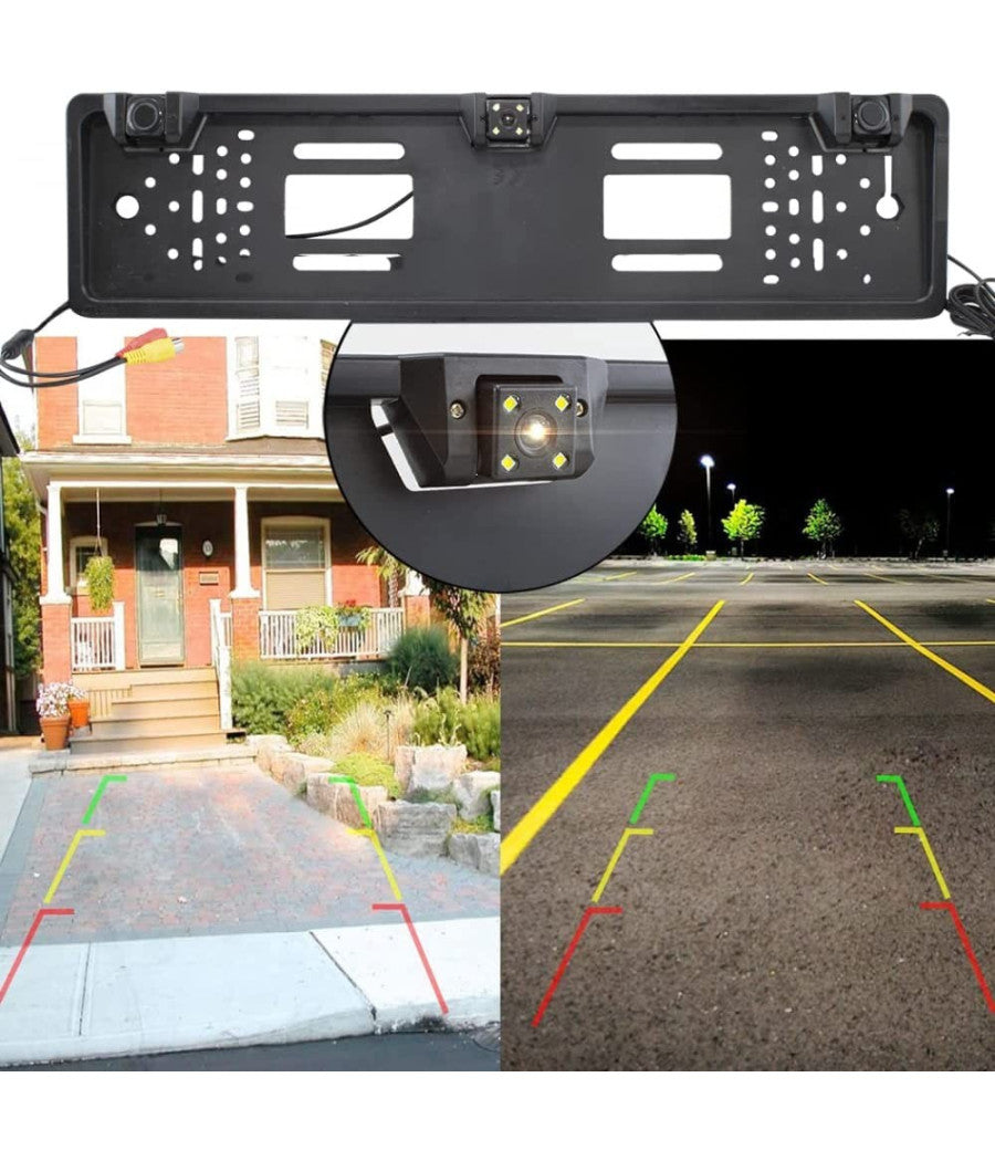 Portatarga Per Auto Con Telecamera Sensori Di Retromarcia Posteriore Retrovisore         