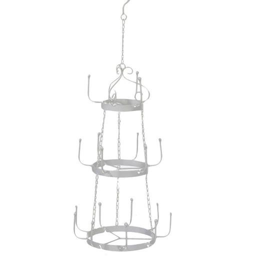 Portatazze ferro bianco 3 piani da appendere cm ø30h74,5