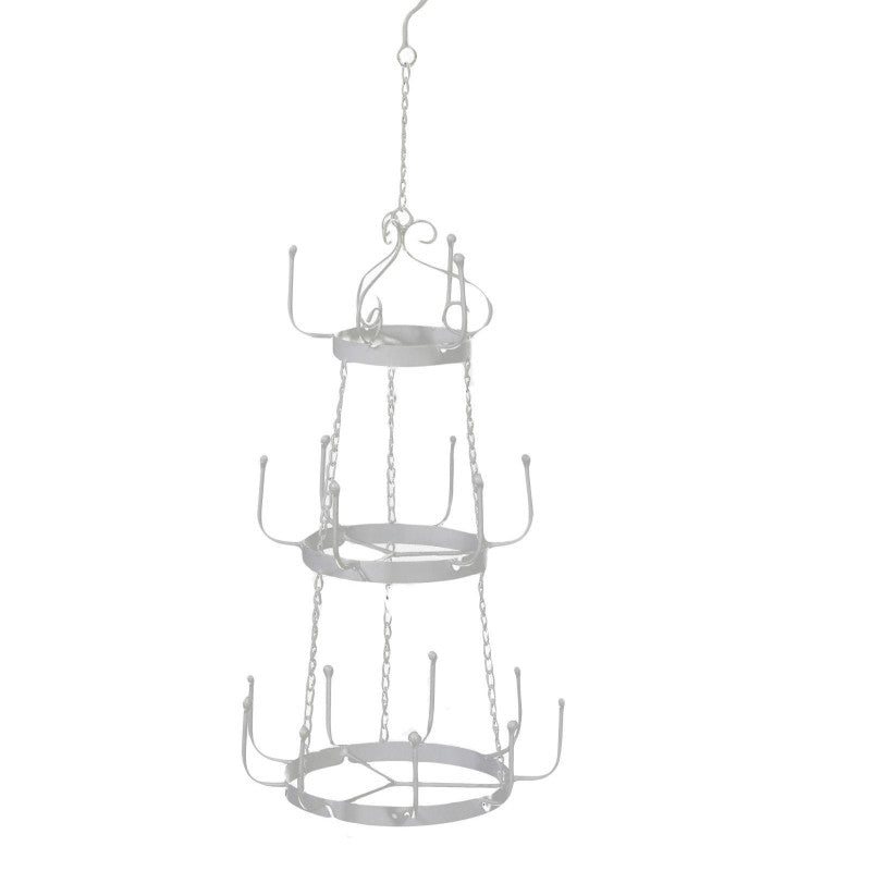 Portatazze ferro bianco 3 piani da appendere cm ø30h74,5