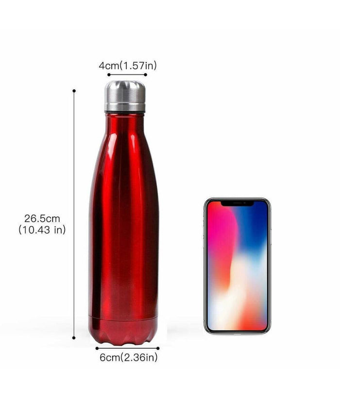 Portatile Borraccia Bottiglia D'acqua Acciaio Inox Termica Caldo Freddo 500 Ml         