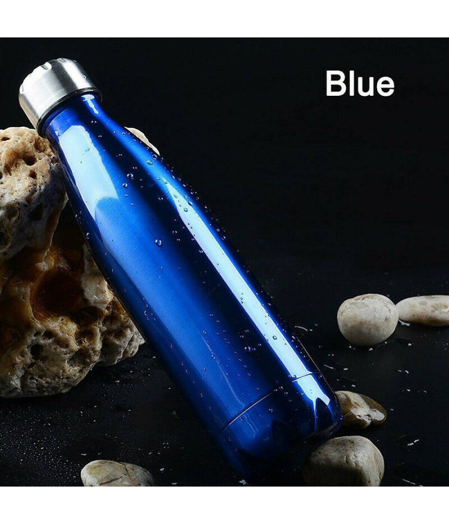 Portatile Borraccia Bottiglia D'acqua Acciaio Inox Termica Caldo Freddo 500 Ml         