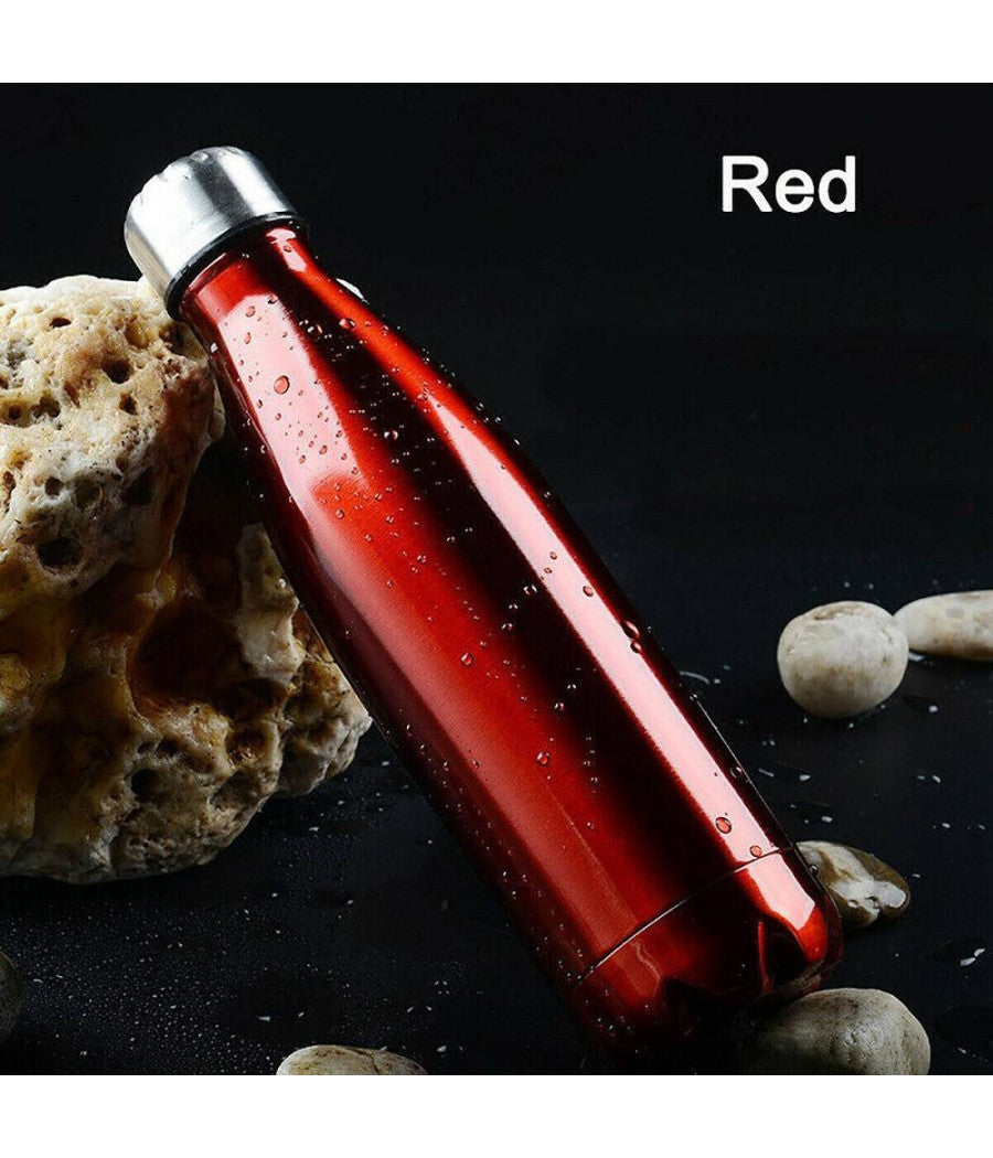 Portatile Borraccia Bottiglia D'acqua Acciaio Inox Termica Caldo Freddo 500 Ml         