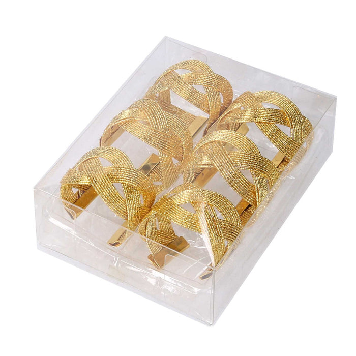Portatovaglioli metallo confezione 6pz oro cm 15x11,5h5