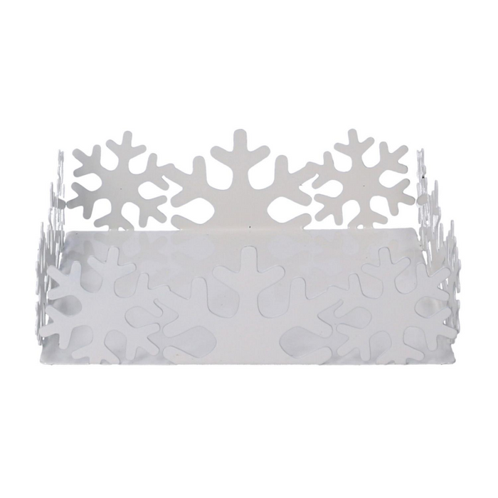Portatovaglioli metallo fiocco neve bianco quadrato cm 16,5x16,5h5