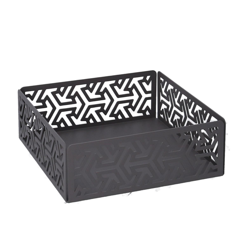 Portatovaglioli metallo frecce grigio quadrato cm 16,5x16,5x6