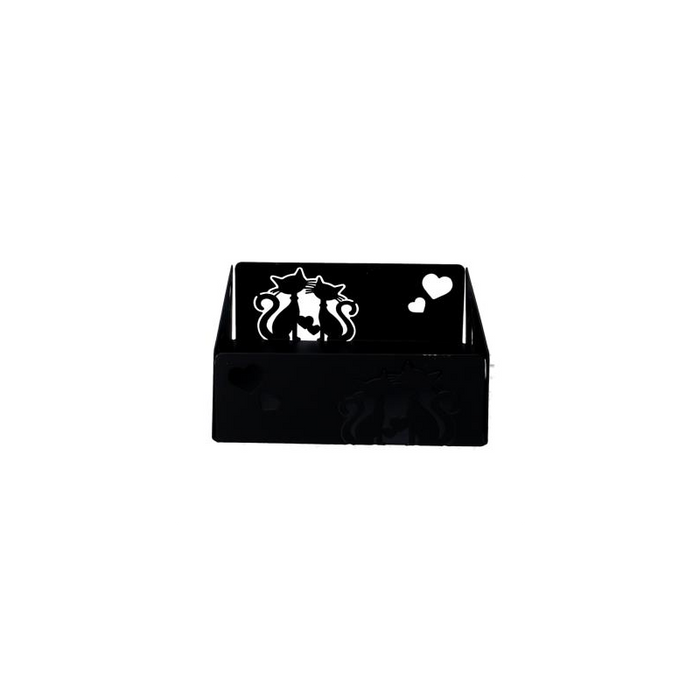 Portatovaglioli metallo gatti nero quadrato cm 16,5x16,5h6