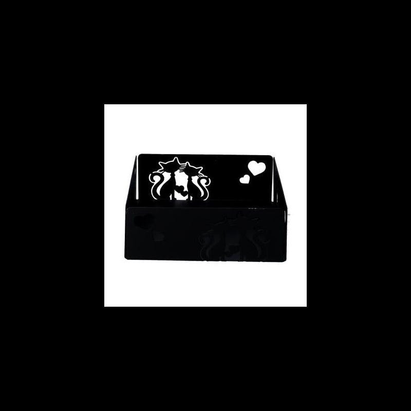 Portatovaglioli metallo gatti nero quadrato cm16,5x16,5h6