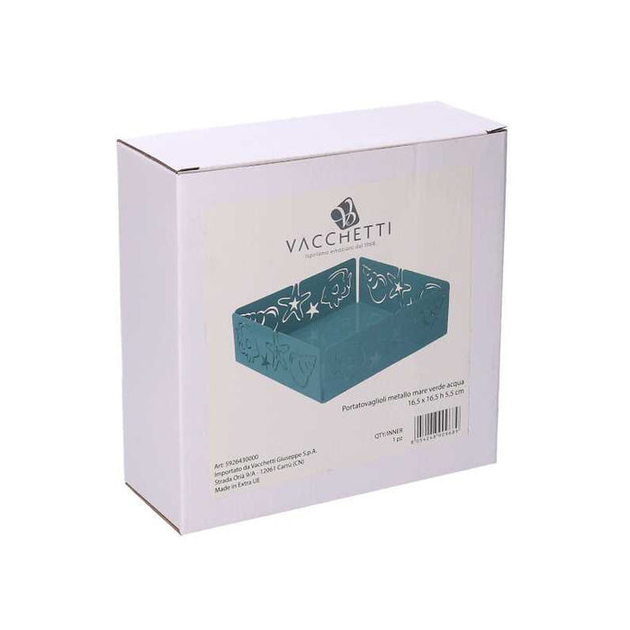 Portatovaglioli metallo mare verde acqua quadrato cm 16,5x16,5x5,5