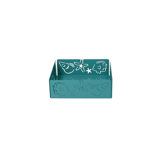 Portatovaglioli metallo mare verde acqua quadrato cm 16,5x16,5x5,5