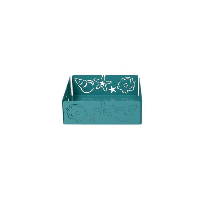 Portatovaglioli metallo mare verde acqua quadrato cm 16,5x16,5x5,5