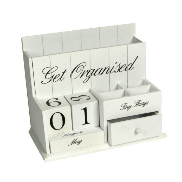 Portatutto da scrivania legno bianco cm 28x16h21