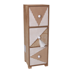 Portatutto legno 3 cassetti marrone rettangolare cm 11,5x11,5h34