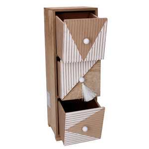 Portatutto legno 3 cassetti marrone rettangolare cm 11,5x11,5h34