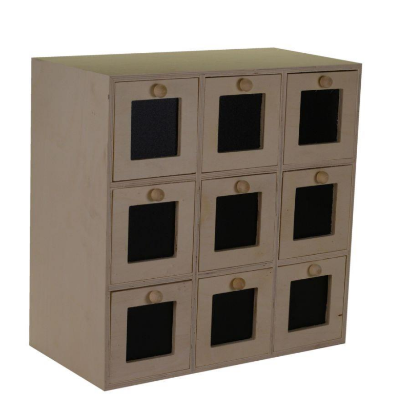 Portatutto legno naturale 9 cassetti cm 35x18h35