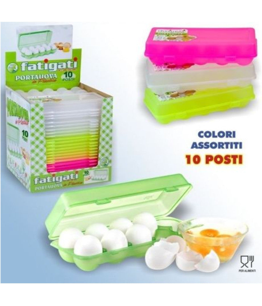 Portauova Porta 10 Uova Posti Contenitore Frigo Plastica Colorato Scatola Dfh         