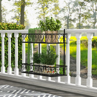 Portavasi a 2 livelli con ganci regolabili da 5,5-12,5cm, Contenitore per piante in vaso in metallo per patio-Scaffali per piante