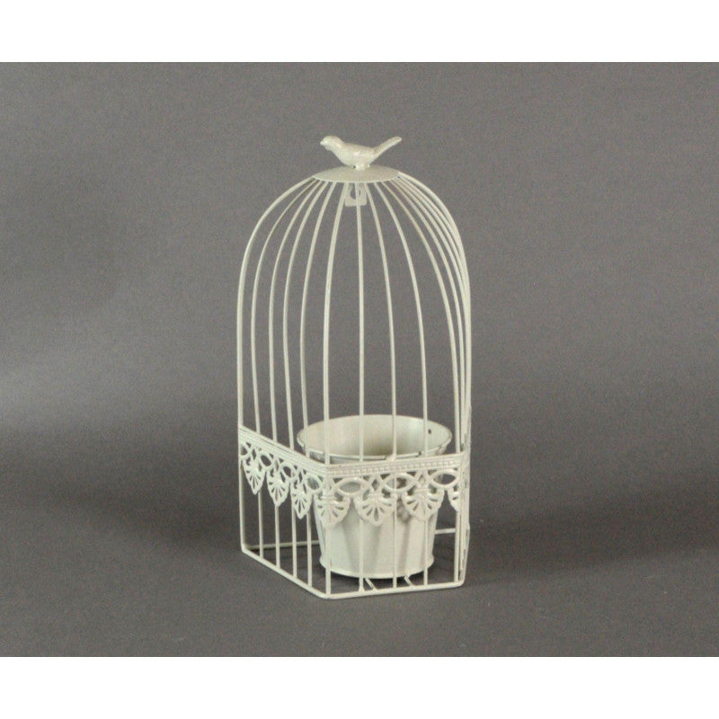 Portavaso a forma di gabbia crema