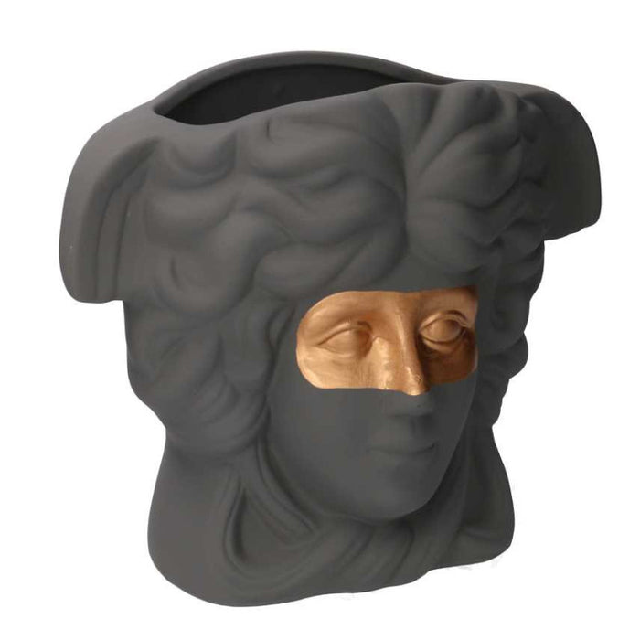 Portavaso ceramica busto grigio cm 27x13,5h23