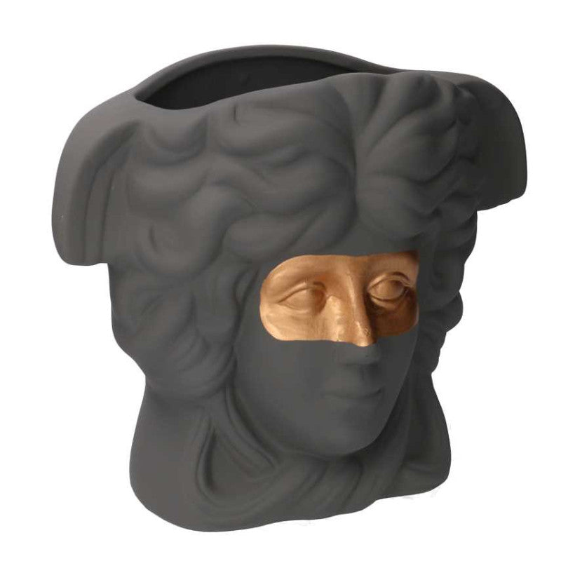 Portavaso ceramica busto grigio cm 27x13,5h23