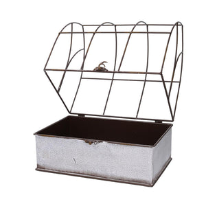 Portavaso metallo 1-2 gabbia bianco rettangolare cm 36x25h13/44