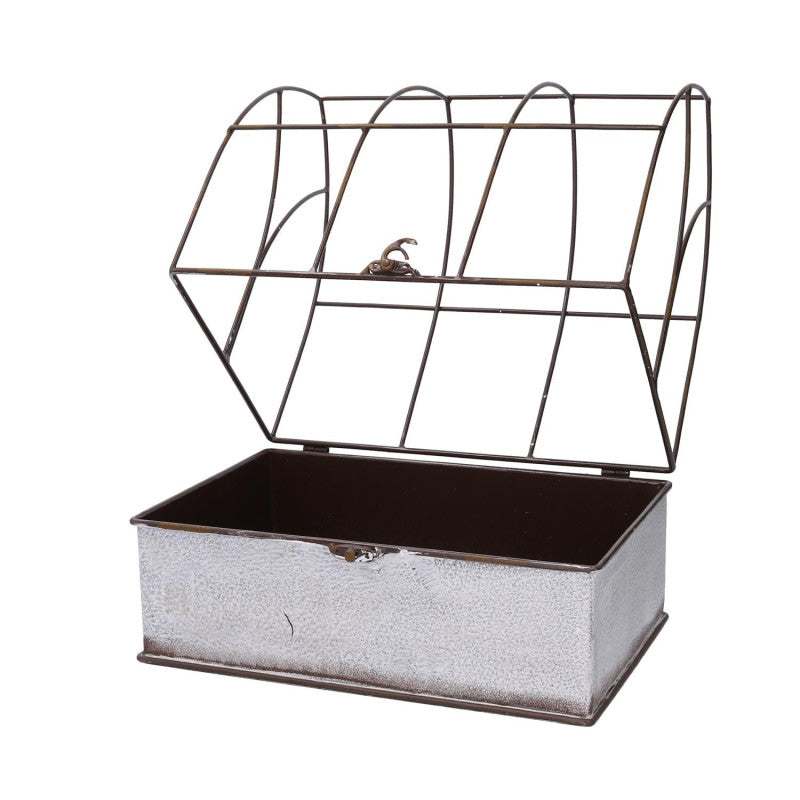 Portavaso metallo 1-2 gabbia bianco rettangolare cm 36x25h13/44