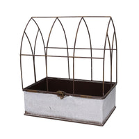 Portavaso metallo 1-2 gabbia bianco rettangolare cm 36x25h13/44