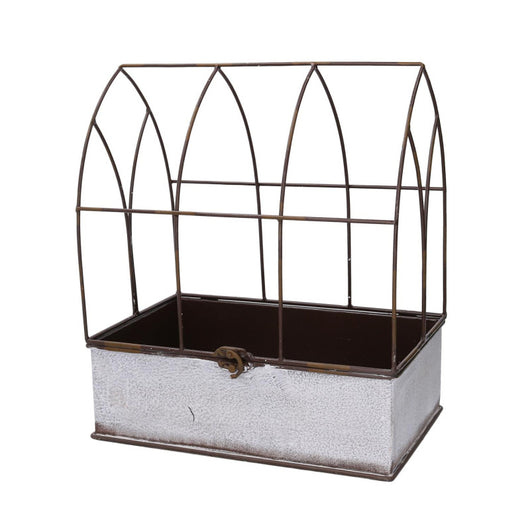 Portavaso metallo 1-2 gabbia bianco rettangolare cm 36x25h13/44