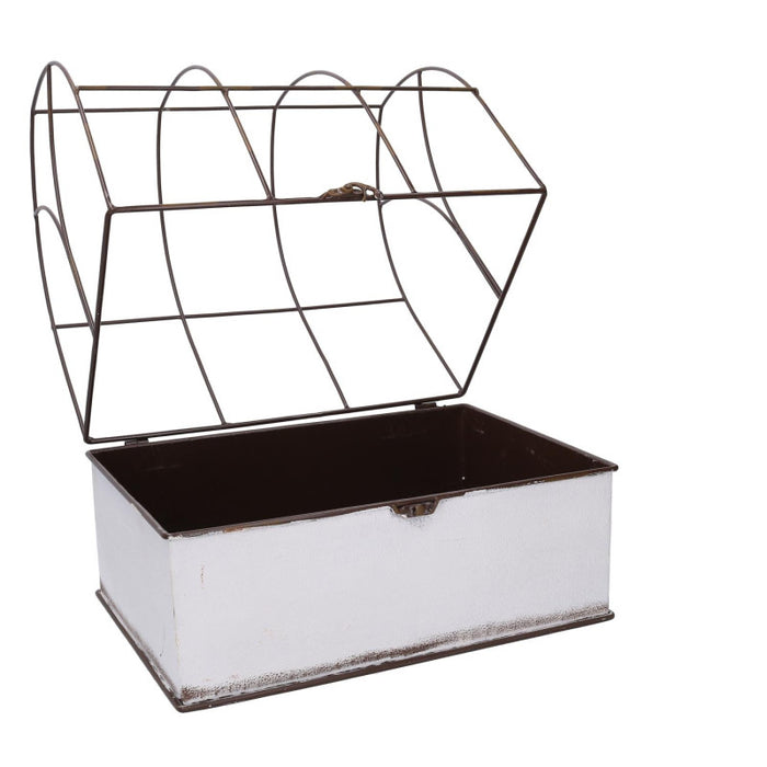 Portavaso metallo 1-2 gabbia bianco rettangolare cm 36x25h13/44