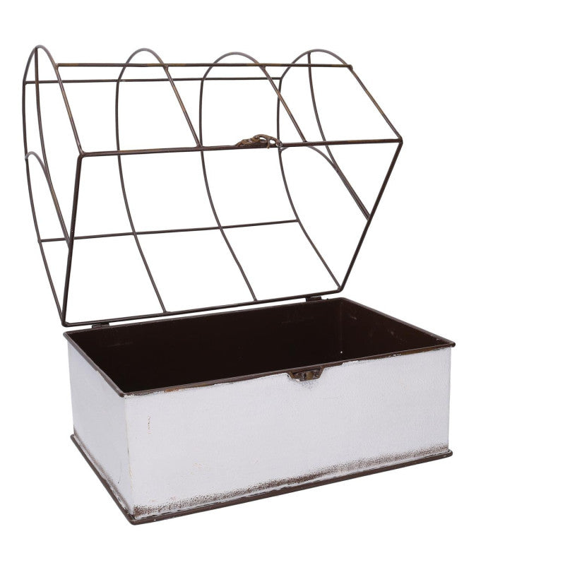 Portavaso metallo 1-2 gabbia bianco rettangolare cm 36x25h13/44