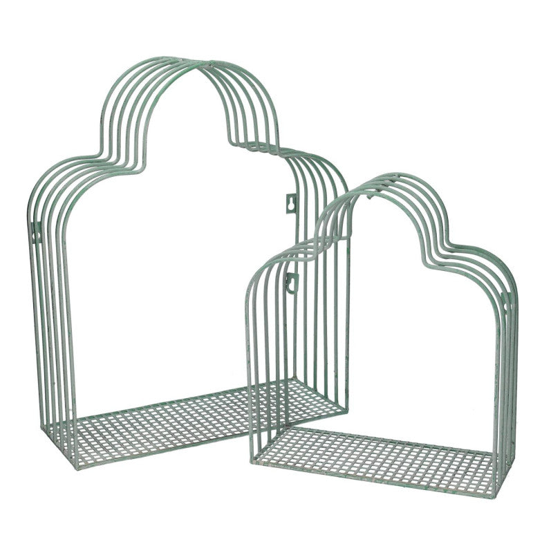 Portavaso metallo 1-2 verde acqua cm 38x15h48