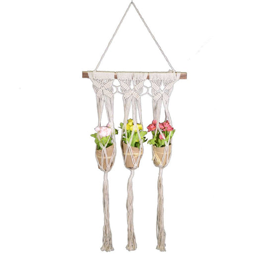 Portavaso pensile tessuto 3p bianco conbarra senza vaso cm 50x80/100