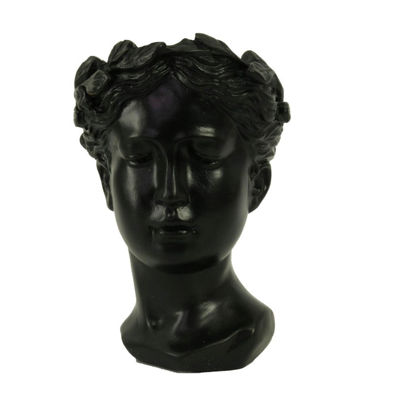Portavaso resina busto nero cm 14x16h21