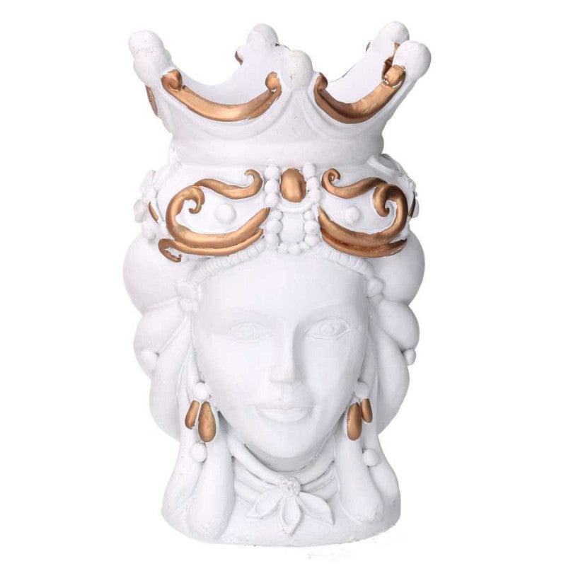 Portavaso resina busto regina bianco cm 14x14,5h26