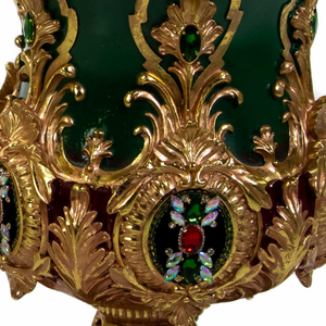 Portavaso resina oro e verde cm 61,7x53,8h69,7