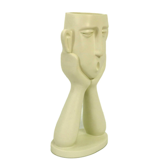 Portavaso resina viso bianco cm 14x8h25,5