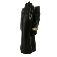 Portavaso resina viso nero cm 15x12h29