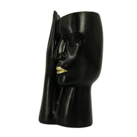 Portavaso resina viso nero cm 15x12h29