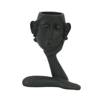 Portavaso resina viso nero cm 16x8h20